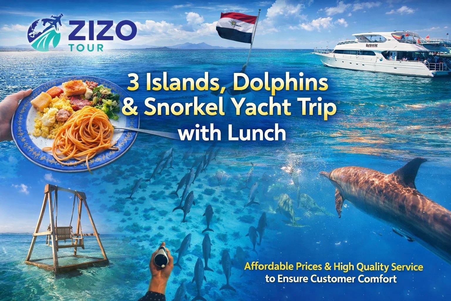 3 Islands, Dolphins & Snorkel Yacht Trip with Lunch
