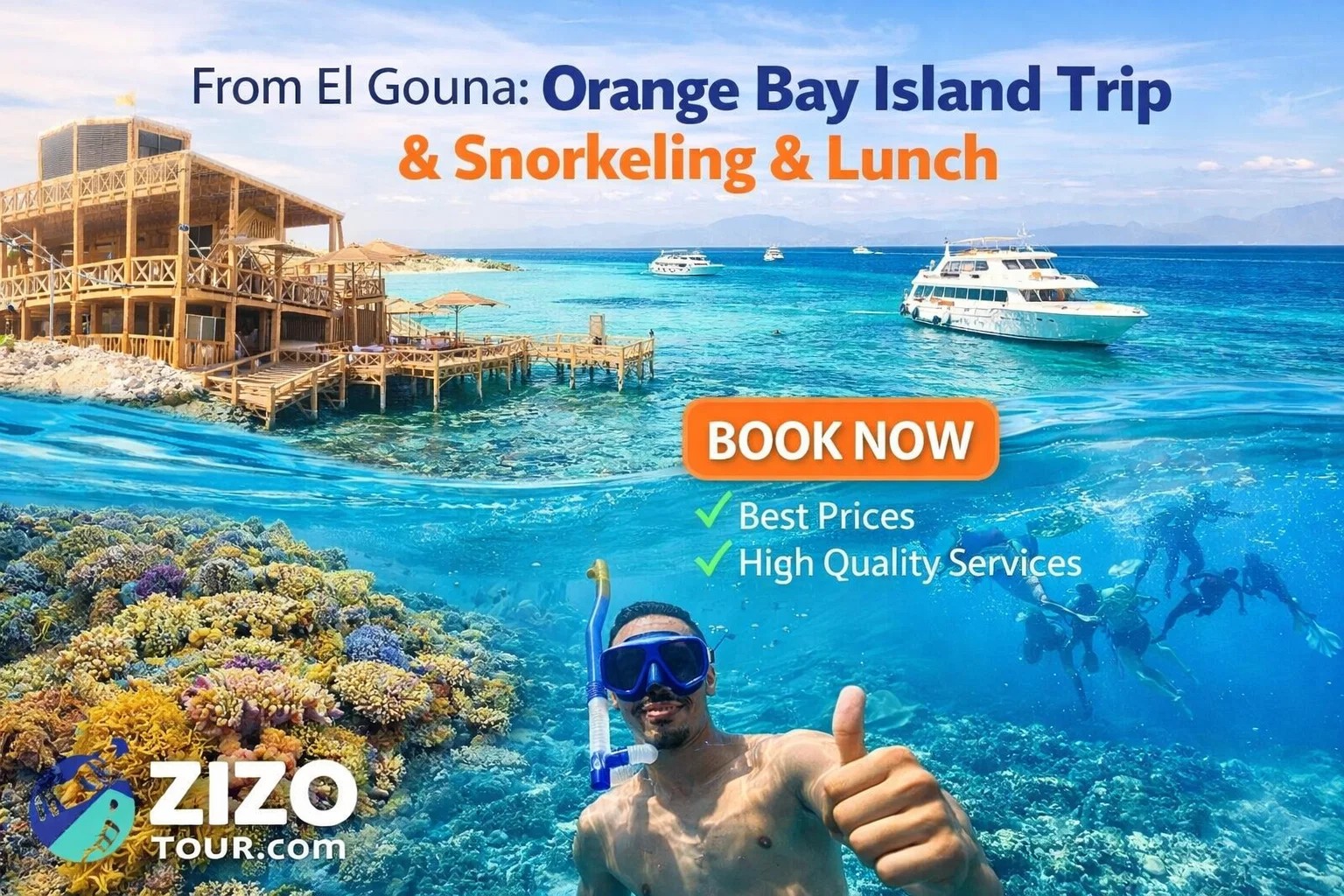 From El Gouna: Orange Bay Island Trip & Snorkeling & Lunch
